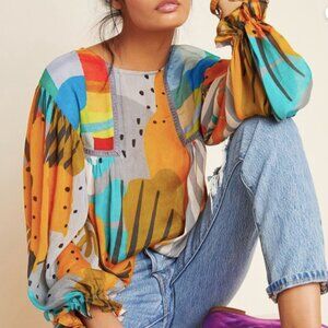 Miranda Peasant Blouse Bl-nk